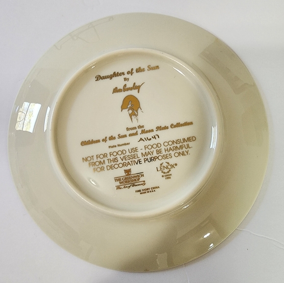 Lenox Collector Plates, lot of 2... Indigo Girl and Daughter of the Sun by Don C - Picture 5 of 5